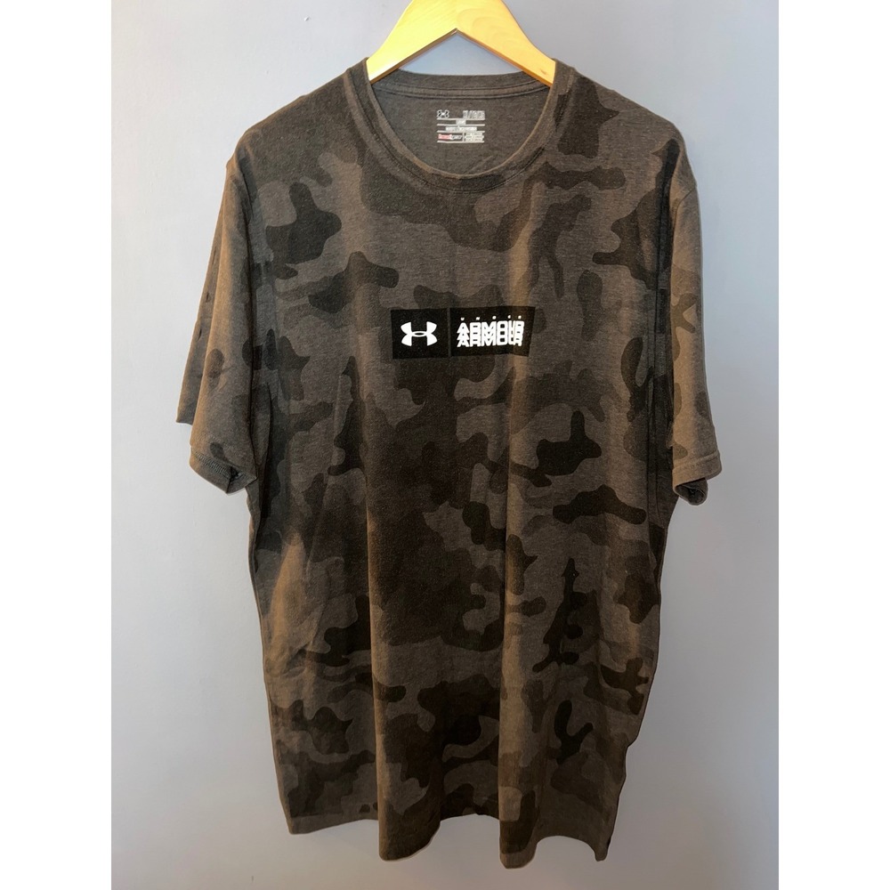 Under Armour Mens XL HeatGear Camo Loose Fit Graphic T-Shirt Charcoal Grey Black
